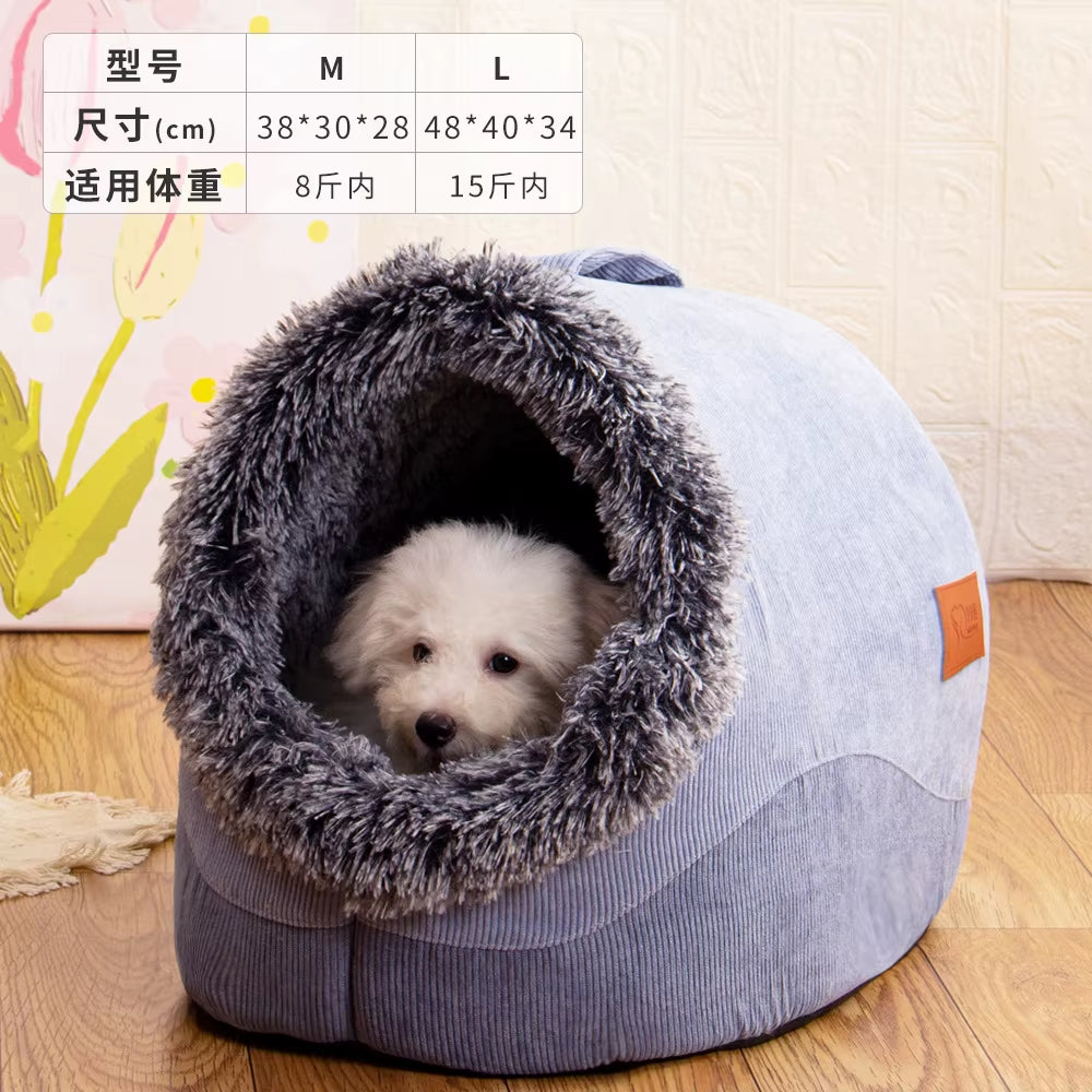 Cozy Self-Warming Winter Dog Bed & Tent - Perfect Retreat for Small to Medium Pets