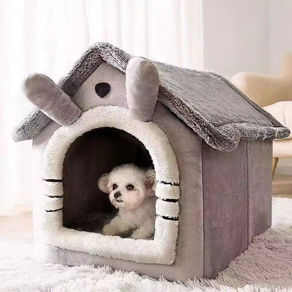 All-Season Pet House Bed - Removable and Washable Design for Small Dogs and Cats
