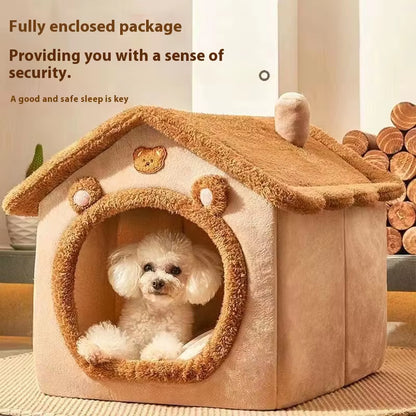 All-Season Pet House Bed - Removable and Washable Design for Small Dogs and Cats